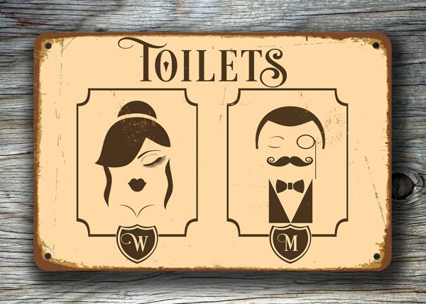Vintage Toilet Sign Art Deco Toilet Sign Toilet Door