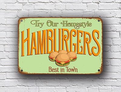 Vintage Style Hamburgers Sign
