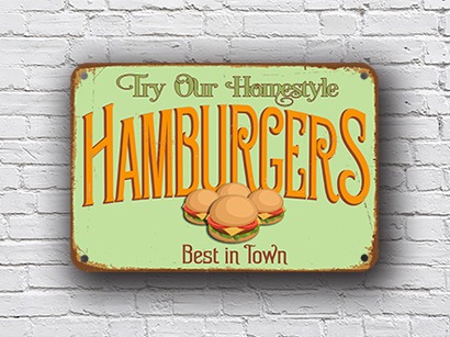 Vintage Style Hamburgers Sign