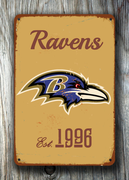 BALTIMORE-RAVENS-Sign-Vintage-style-Baltimore-Ravens-Est.-1996-Composite-Aluminum-Baltimore-Ravens-Sign-in-team-colors-SPORTS-Fan-Sign-3
