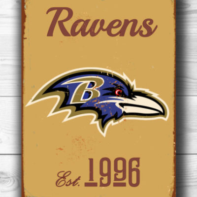 BALTIMORE RAVENS Sign Vintage style Baltimore Ravens Est. 1996 Composite Aluminum Baltimore Ravens Sign in team colors SPORTS Fan Sign