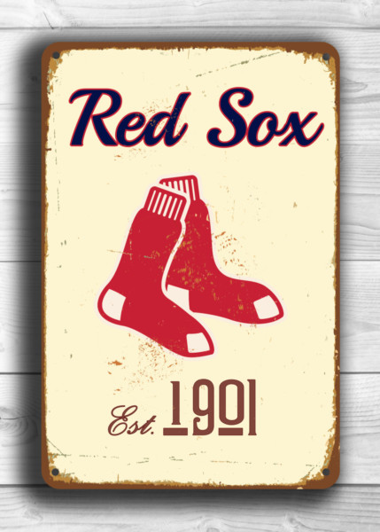 BOSTON RED SOX Sign Vintage style Boston Red Sox Est. 1901 Composite Aluminum Boston Redsox Sign in team colors Baseball Sign Boston Redsox