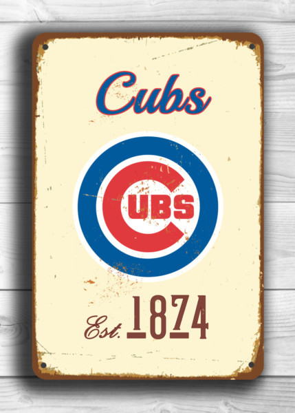 CHICAGO-CUBS-Sign-Vintage-style-Chicago-Cubs-Est.-1874-Composite-Aluminum-Chicago-Cubs-Sign-in-team-colors-Sports-Fan-Sign-BASEBALL-Cubs-1