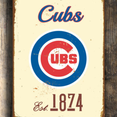 CHICAGO CUBS Sign Vintage style Chicago Cubs Est. 1874 Composite Aluminum Chicago Cubs Sign in team colors Sports Fan Sign BASEBALL Cubs