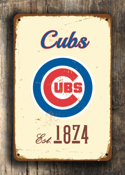 CHICAGO CUBS Sign Vintage style Chicago Cubs Est. 1874 Composite Aluminum Chicago Cubs Sign in team colors Sports Fan Sign BASEBALL Cubs