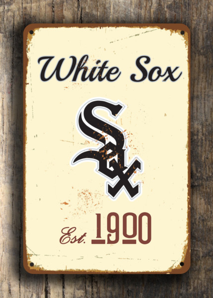 Chicago-WHITE-SOX-Sign-Vintage-style-Chicago-White-Sox-Est.-1900-Composite-Aluminum-Chicago-White-Sox-in-team-colors-BASEBALL-Fan-Sign-3