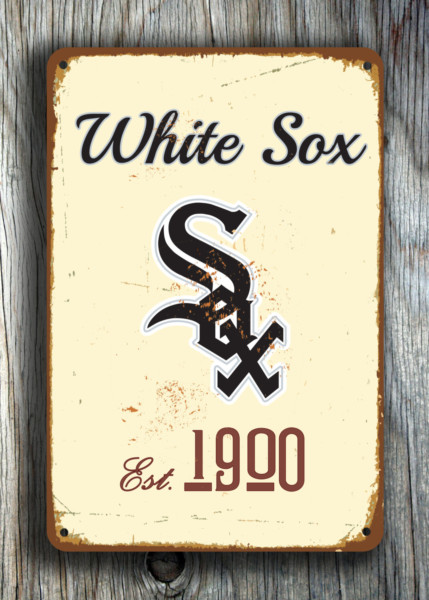 Chicago WHITE SOX Sign Vintage style Chicago White Sox Est. 1900 Composite Aluminum Chicago White Sox in team colors BASEBALL Fan Sign