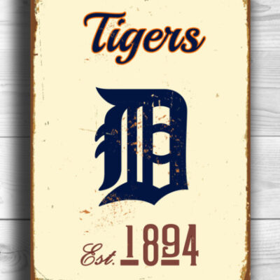 DETROIT TIGERS Sign Vintage style Detroit Tigers Est. 1894 Composite Aluminum Detroit Tigers in team colors Tigers Sign Sports Fan Sign