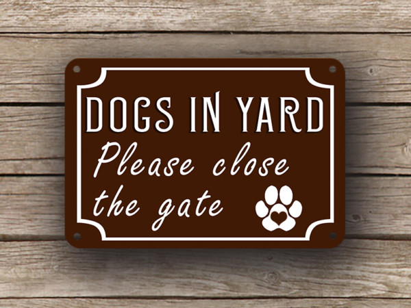 Brown Dog In Yard Sign