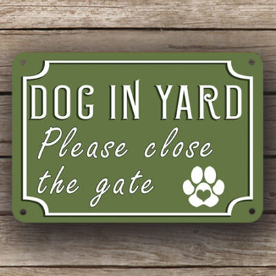 Green Dog In Yard Sign