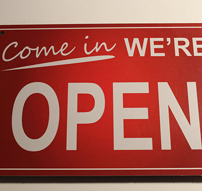 Red Come In We're Open Sign