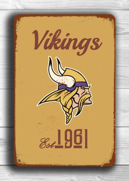 MINNESOTA-VIKINGS-Sign-Vintage-style-Minnesota-Vikings-Sign-Est.-1961-Composite-Aluminum-Vintage-Minnesota-Vikings-Sign-Sports-Fan-Sign-1