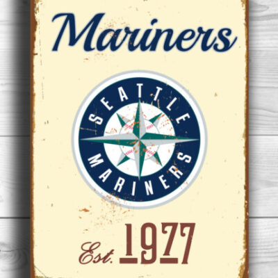 SEATTLE MARINERS Sign Vintage style Seattle Mariners Est. 1977 Composite Aluminum Seattle Mariners in team colors SPORTS fan Sign Mariners