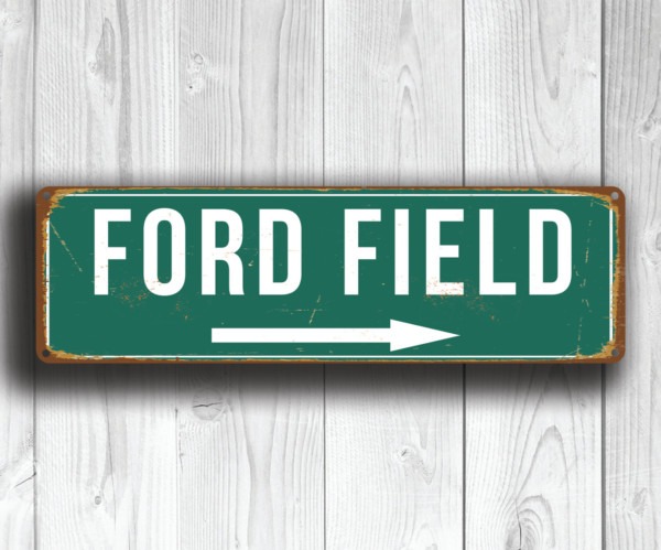 Vintage style Ford Field Stadium Sign
