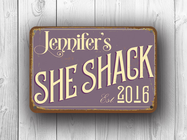 Purple She Shack Sign