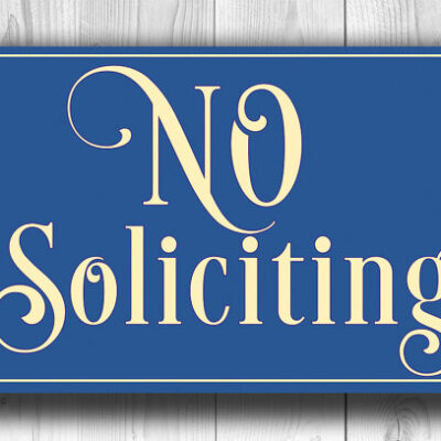 Blue No Soliciting Sign