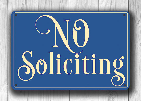 Blue No Soliciting Sign