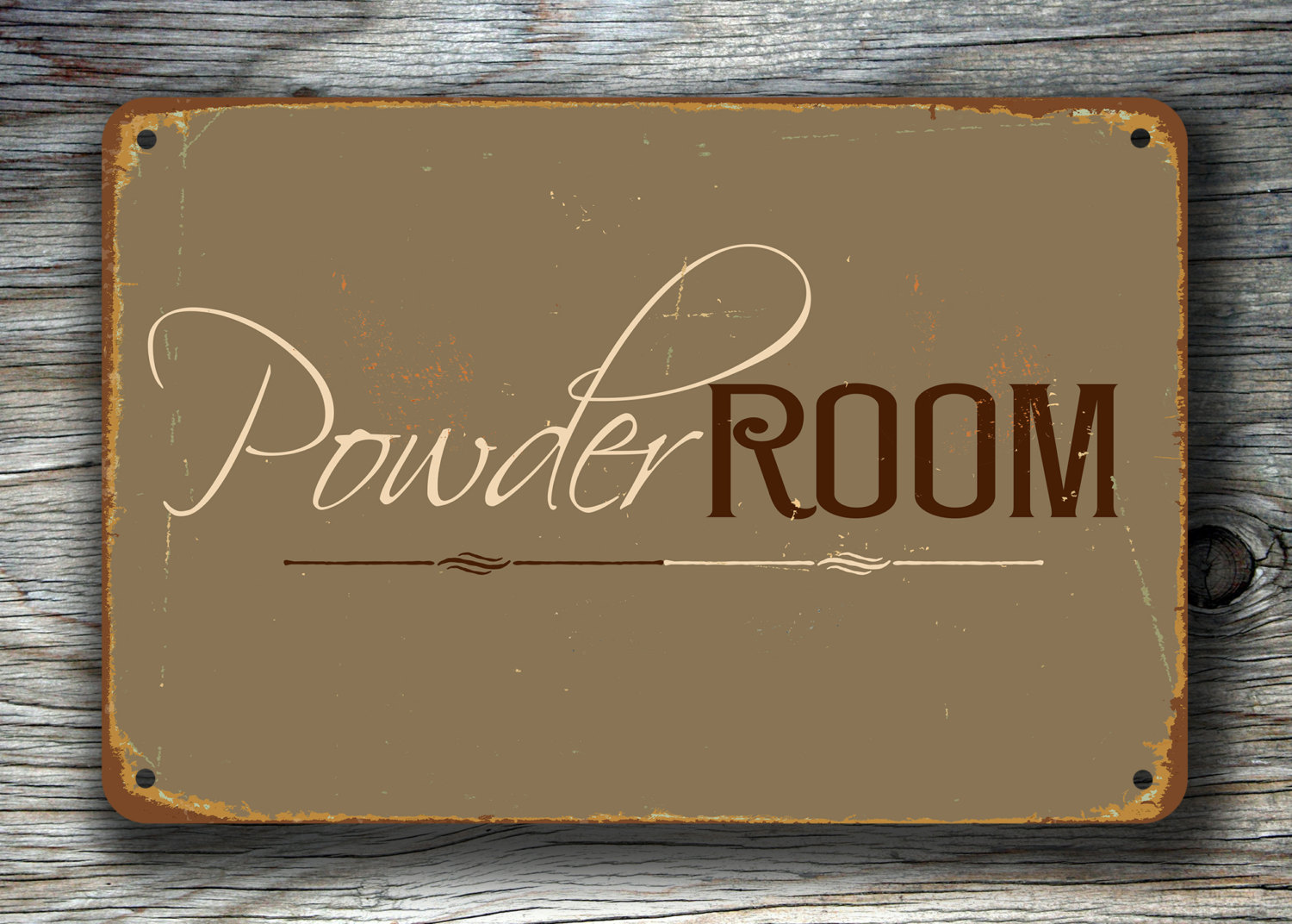 POWDER ROOM SIGN Classic Metal Signs