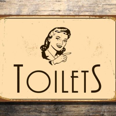 Vintage style Toilets Directional Sign