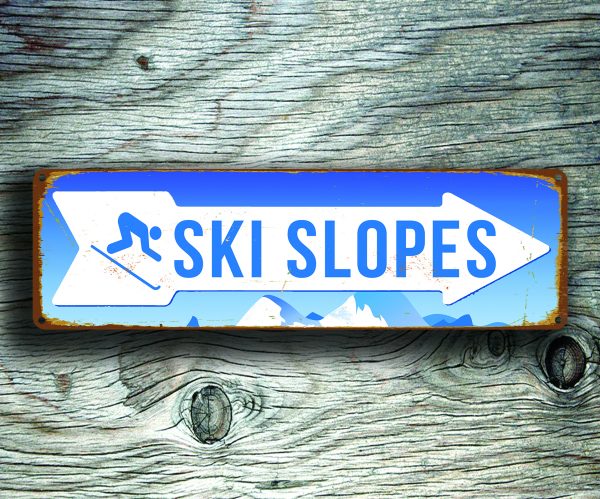Ski Slopes Arrow Sign