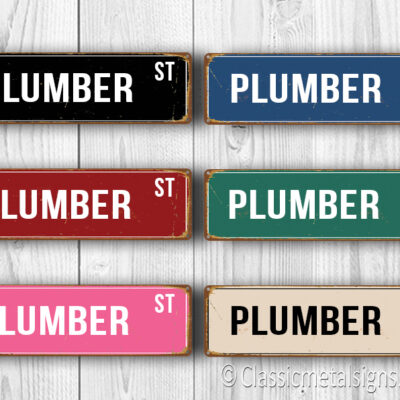 street sign for plumber