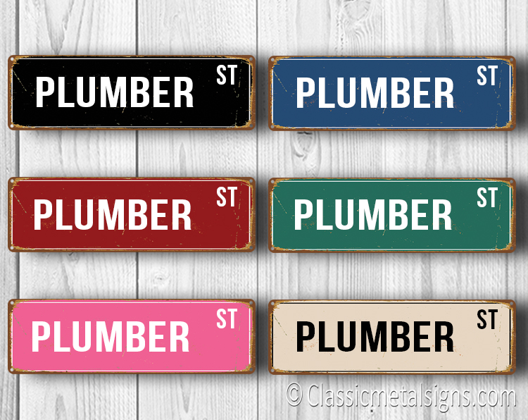 street sign for plumber