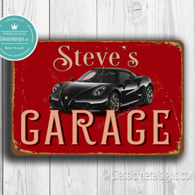 Personalized Alfa Romeo Garage Sign