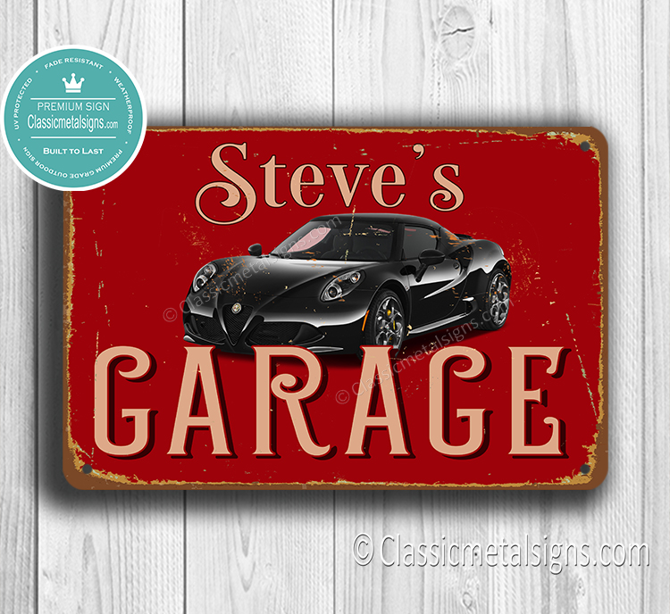 Personalized Alfa Romeo Garage Sign