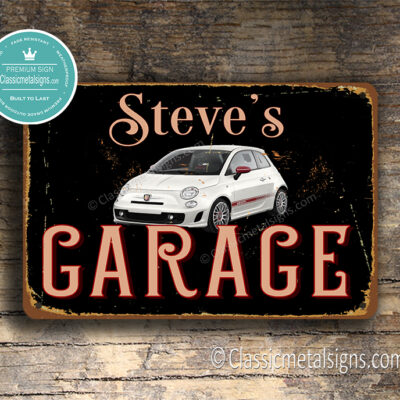 Pwesonalized Fiat 500 Garage Sign