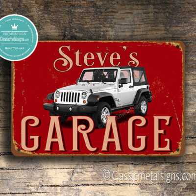 Personalized Jeep Wrangler Sport Garage Sign