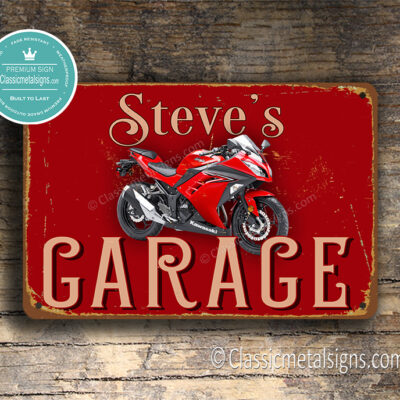 Personalized Kawasaki Garage Sign