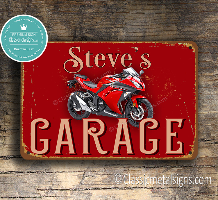 Personalized Kawasaki Garage Sign