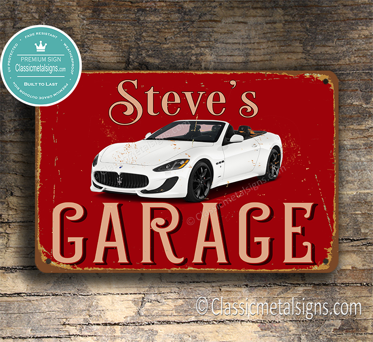 Personalized Maserati Garage Sign