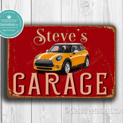 Personalized Mini Cooper Garage Sign