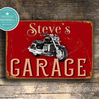 Personalized Triumph Garage Sign
