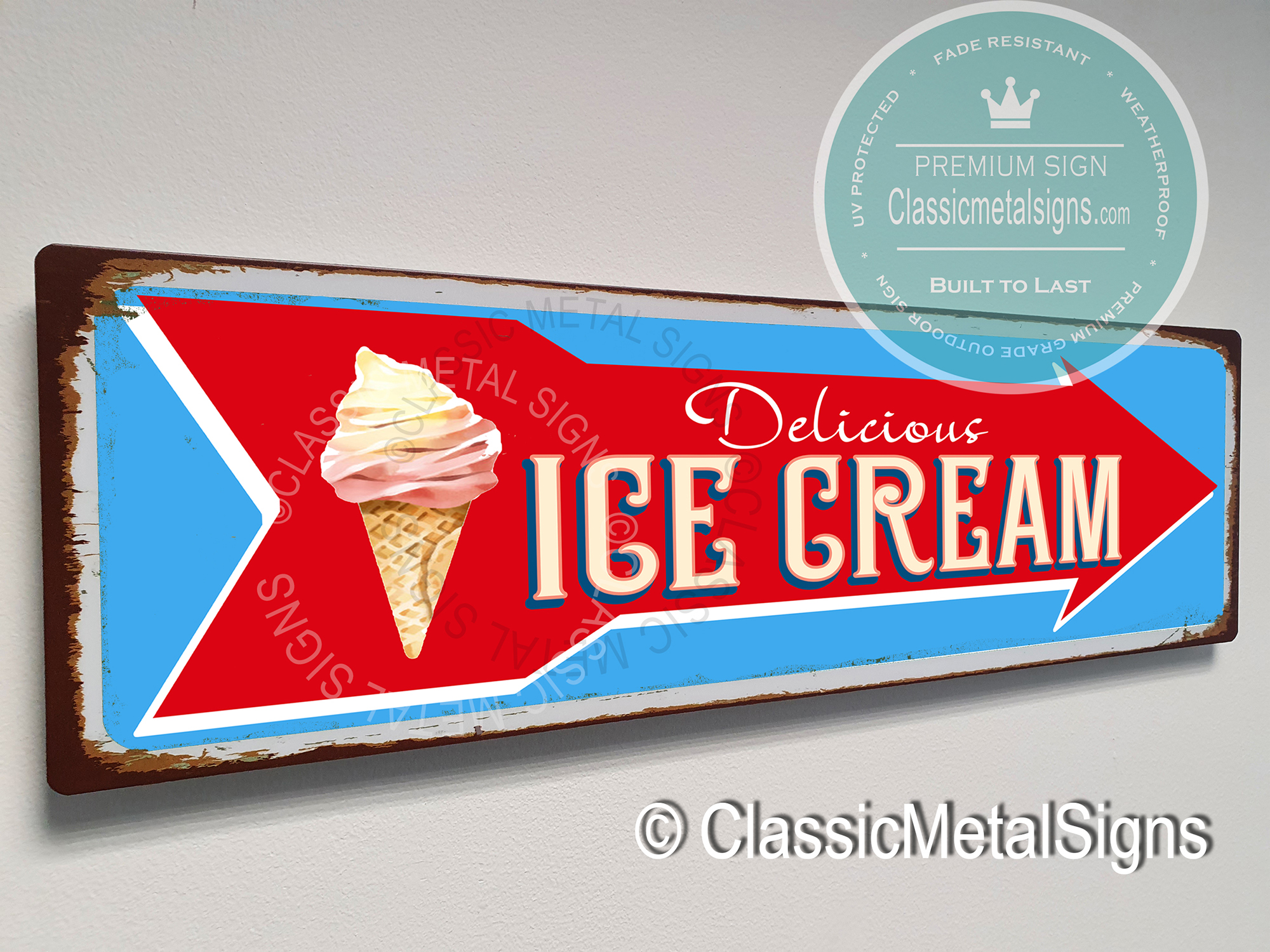 Vintage Style Ice Cream Sign Classic Metal Signs