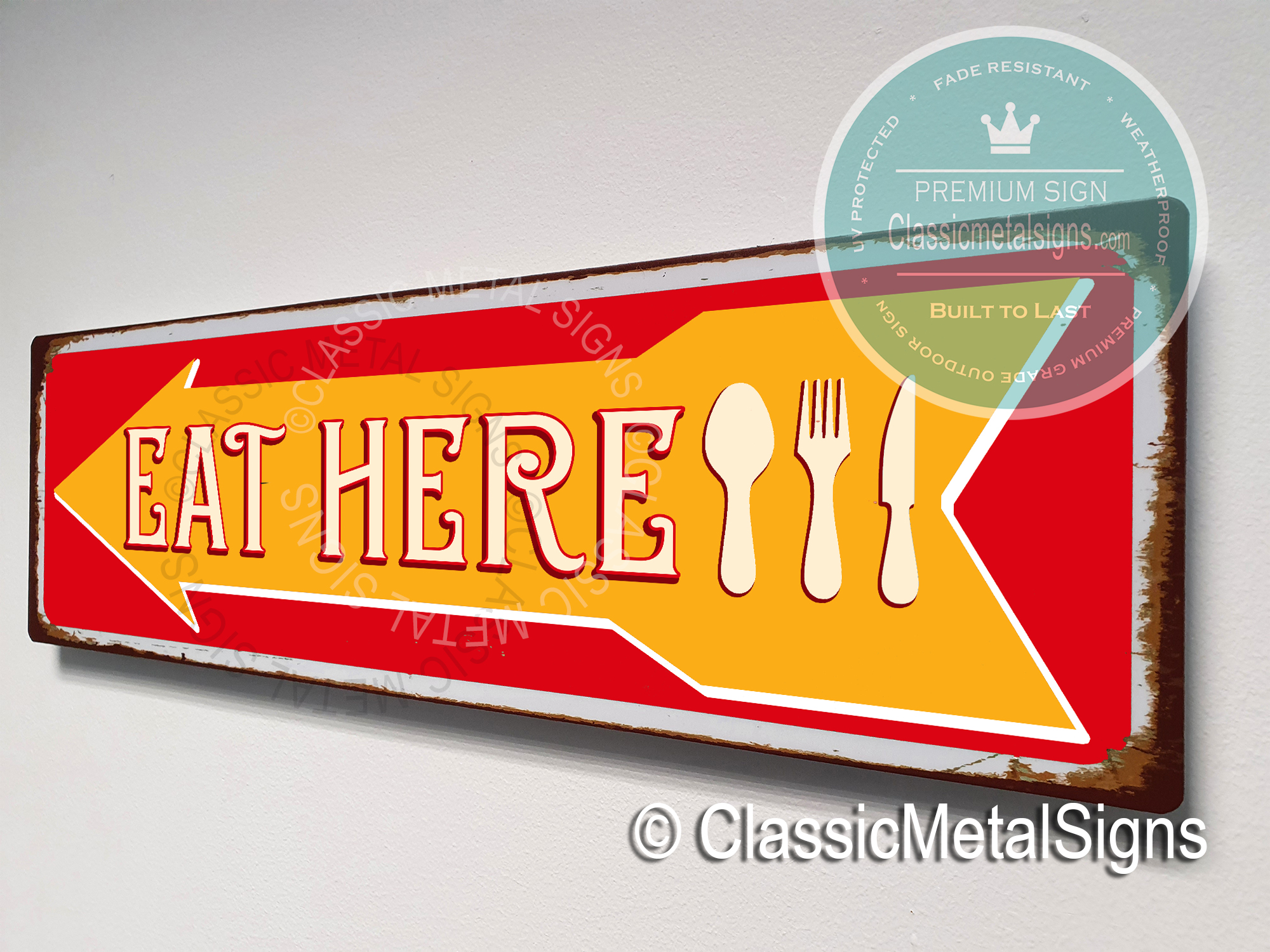 Eat Here Directional Sign