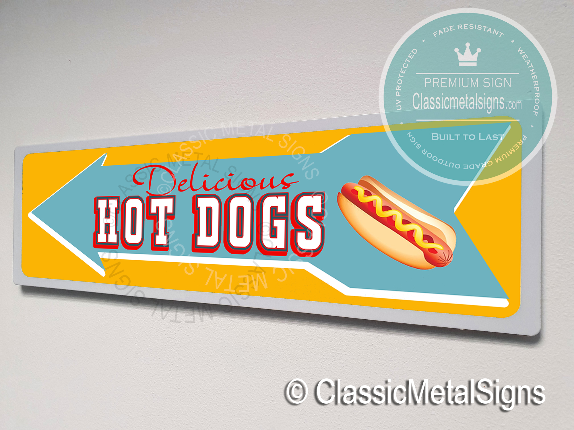 Classic Style Hot Dog Sign - Classic Metal Signs