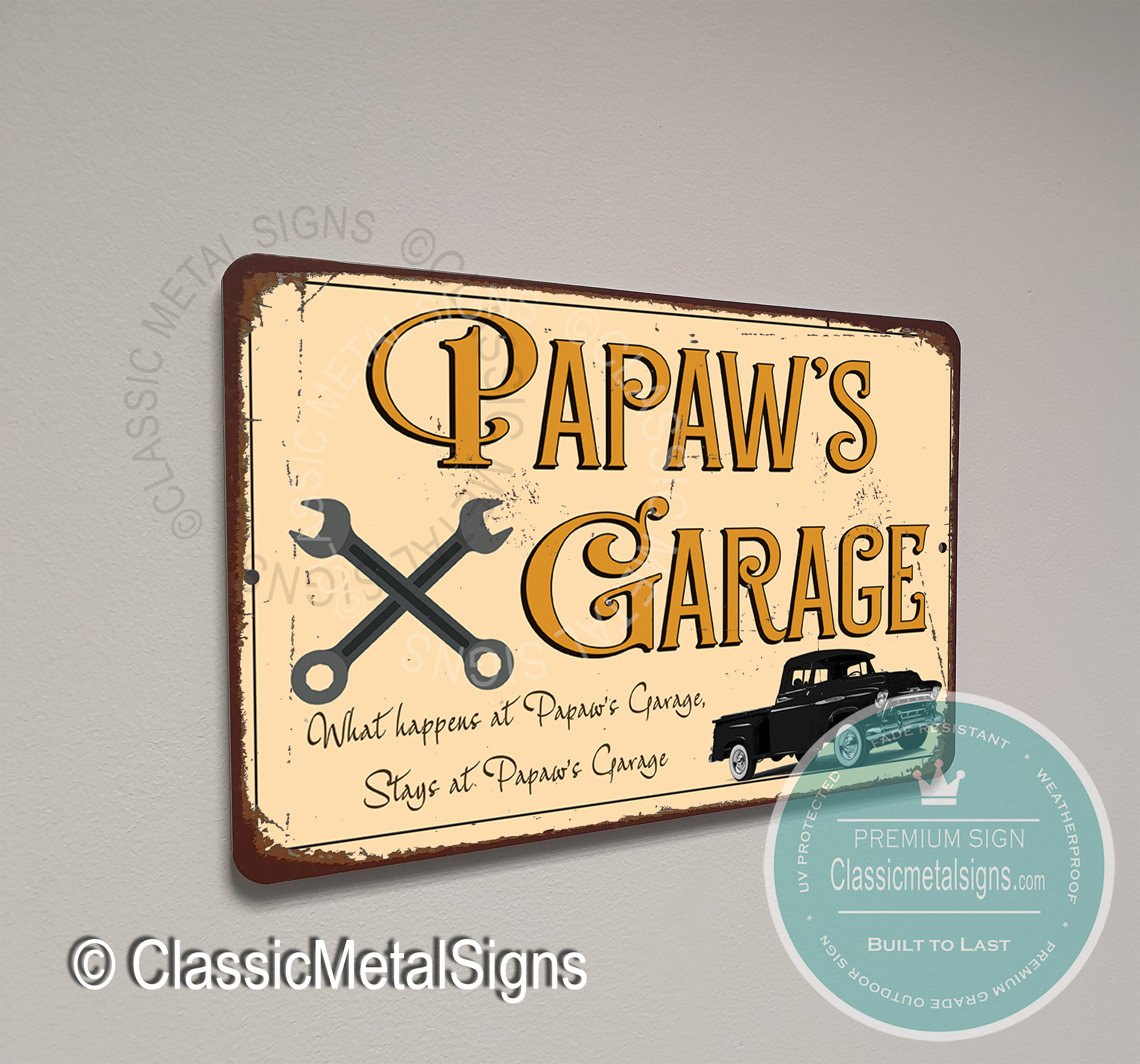 Papaw's Garage Signs