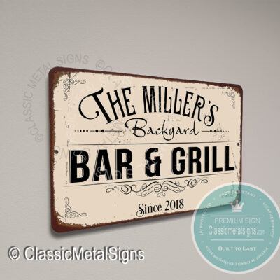 Backyard Bar and Grill Signs