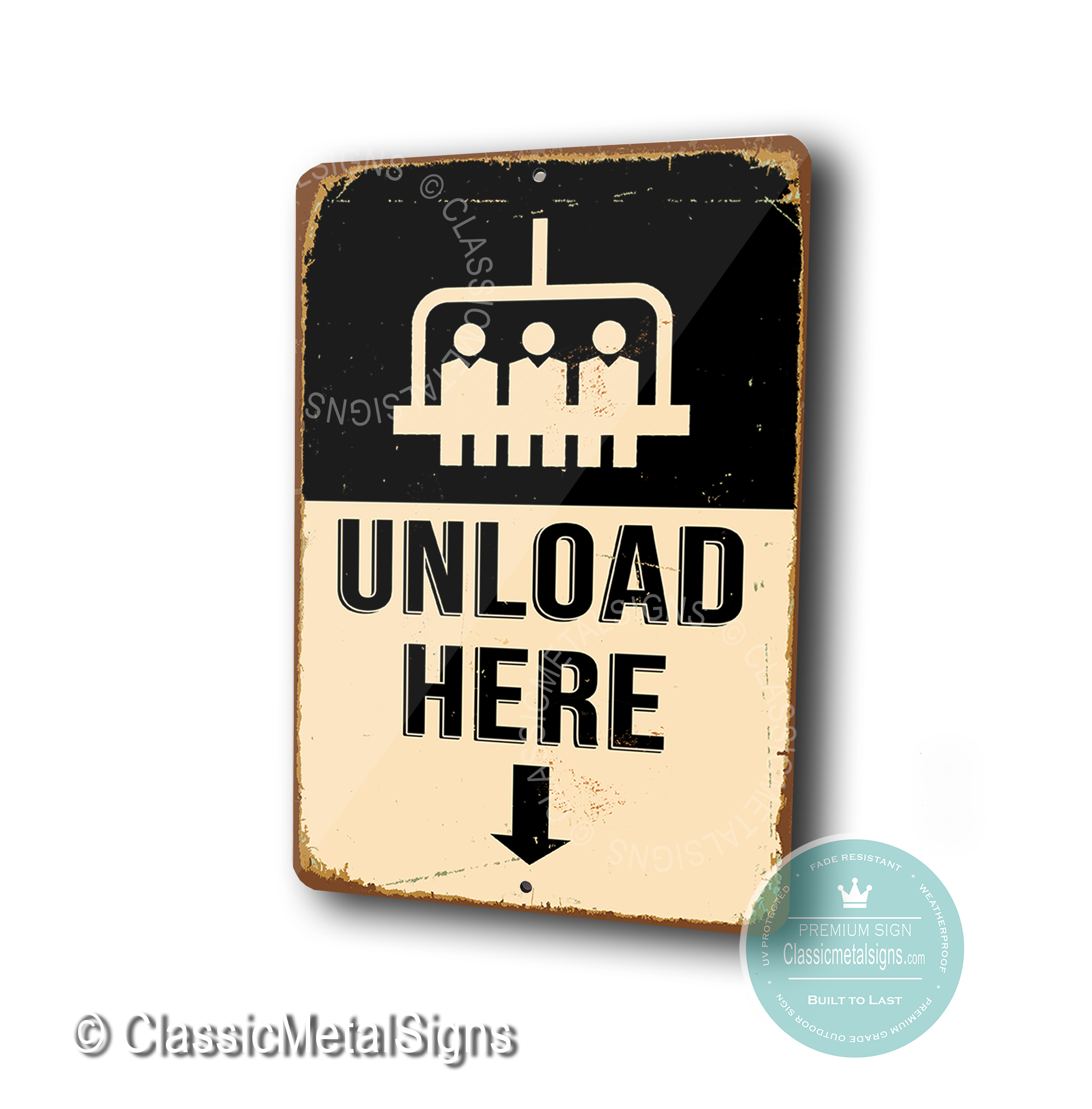 Unload Here Sign