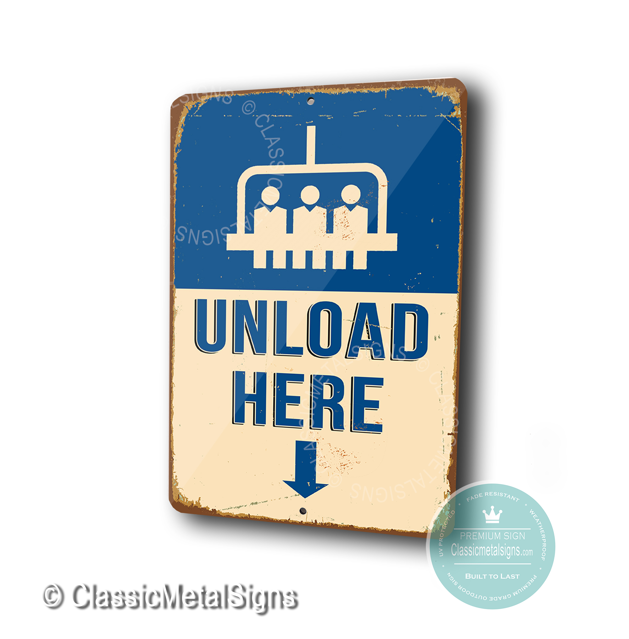 Unload Here Sign