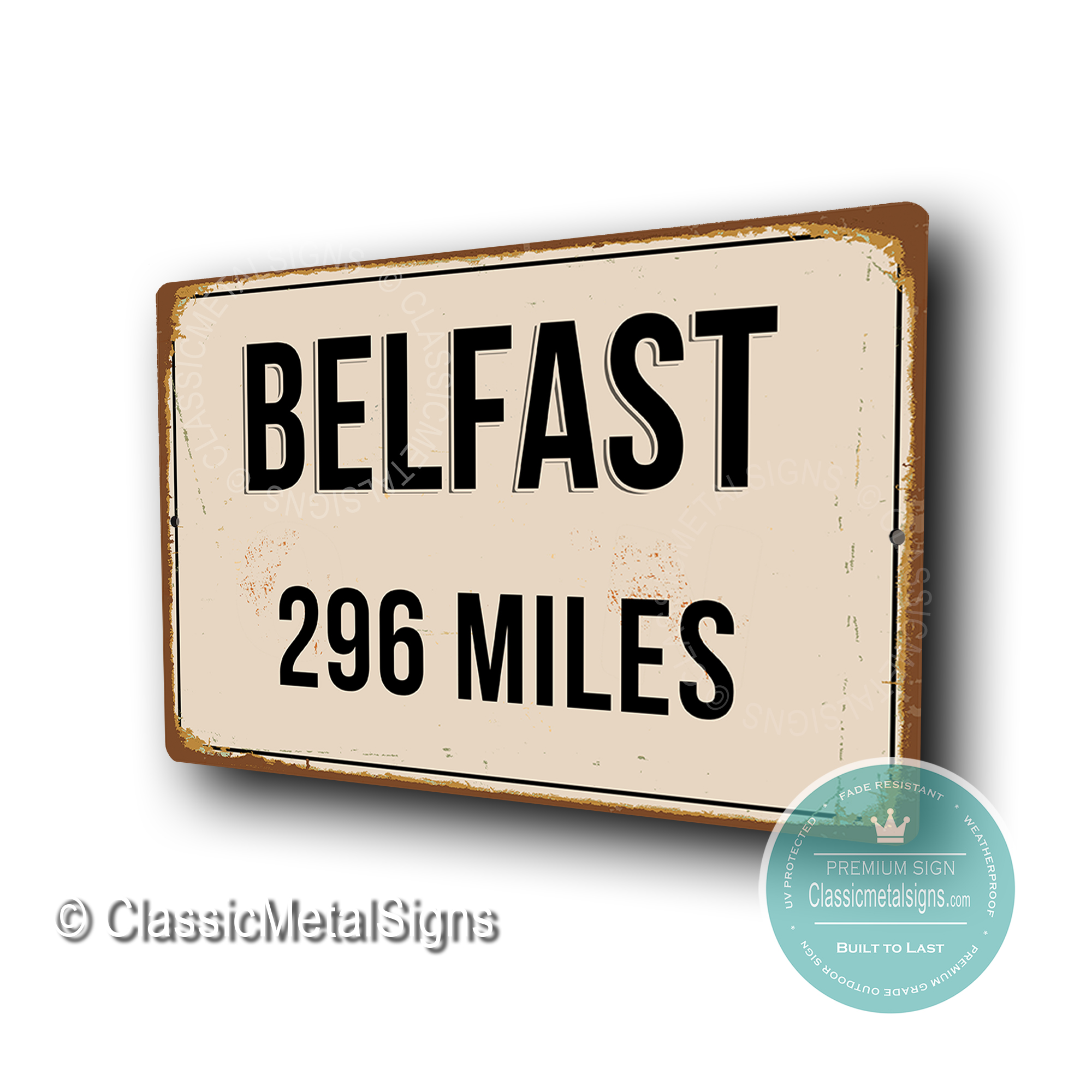 Belfast Distance Sign