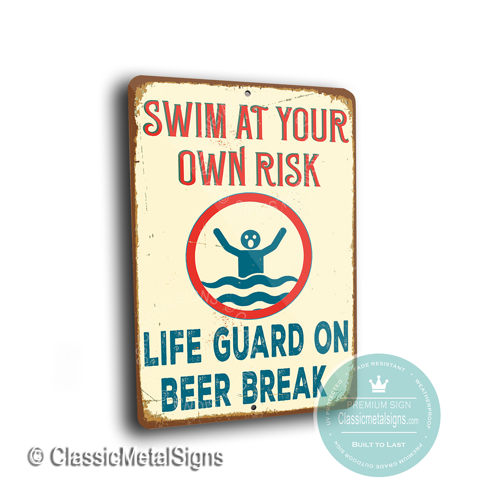 Swim at your own Risk signs