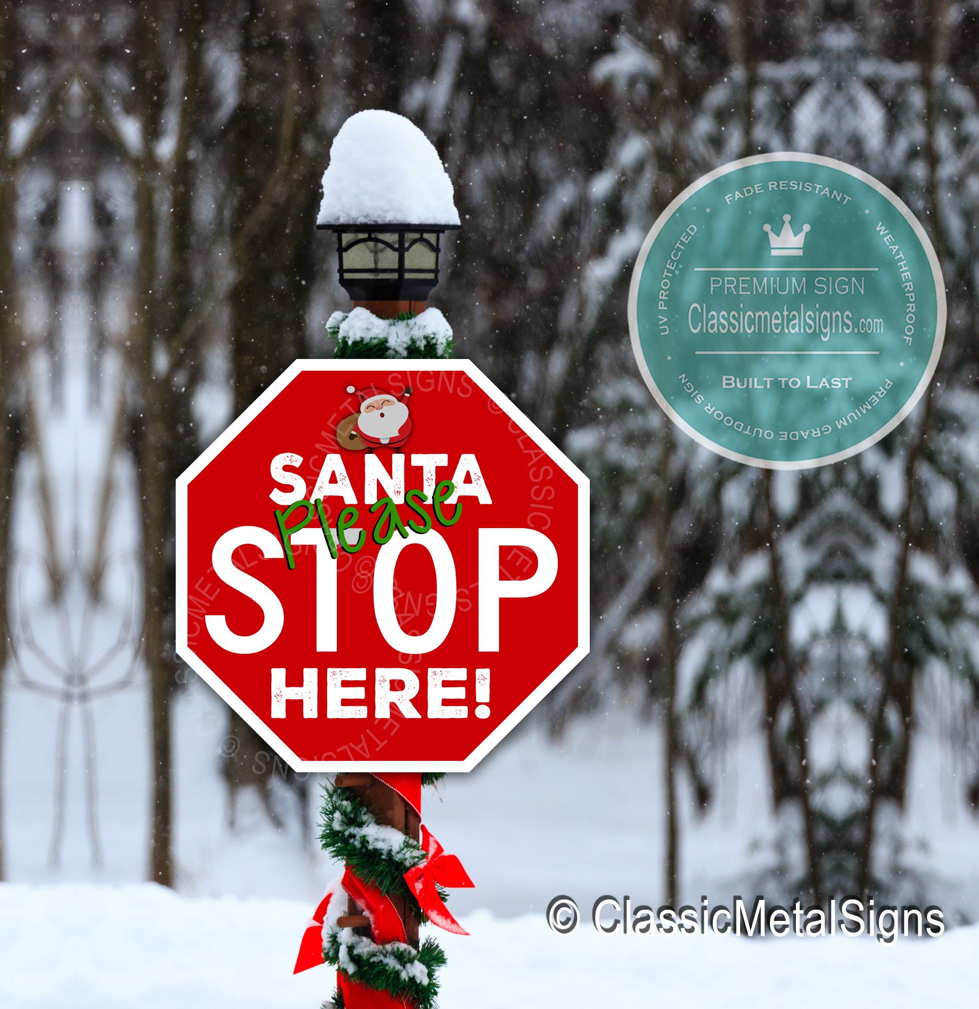 Santa Please Stop Here Sign