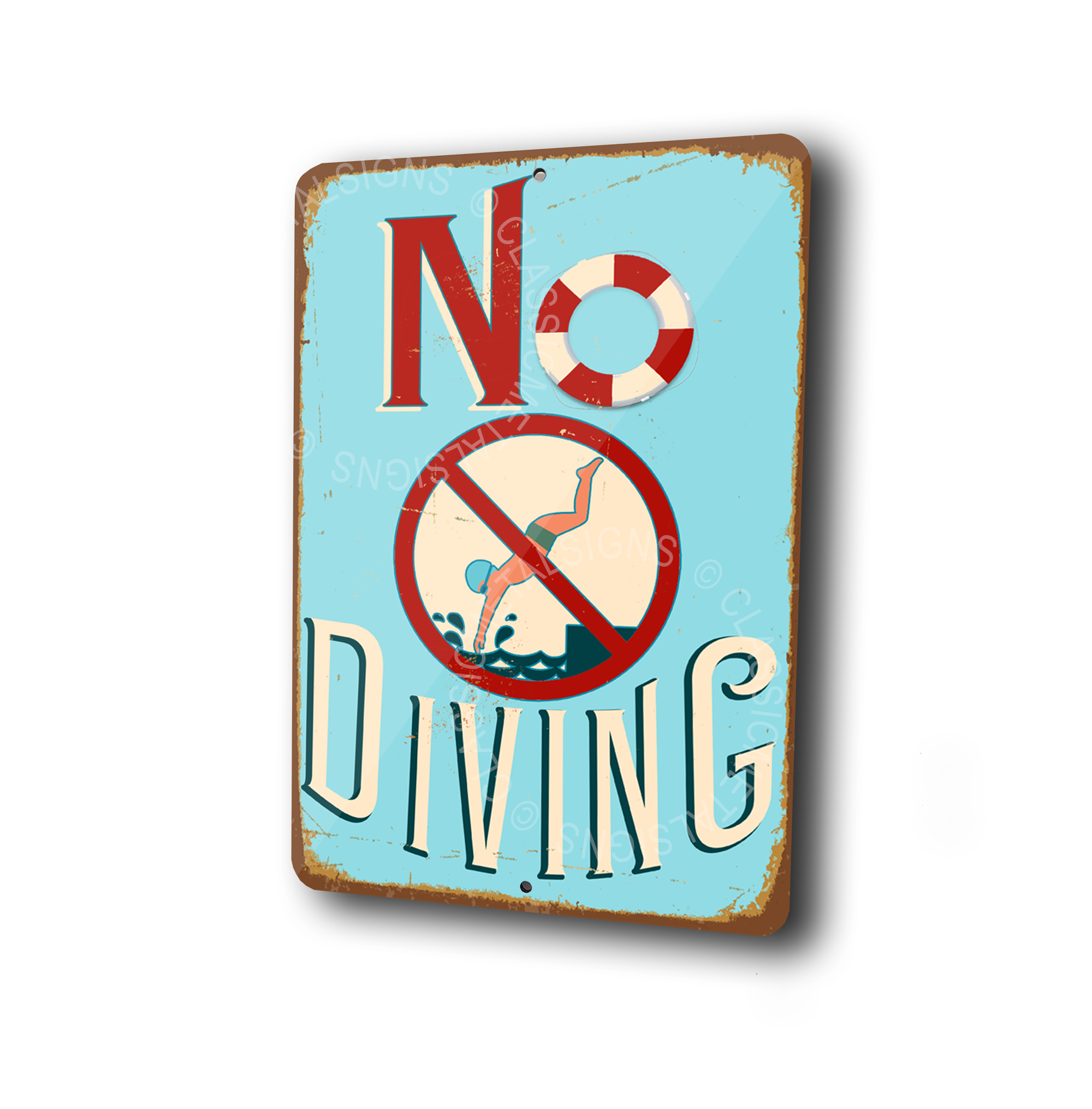 No Diving Pool Signs