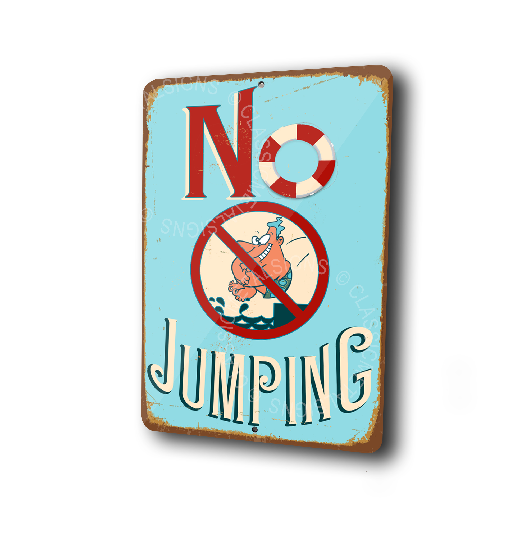 No Jumping Pool Signs