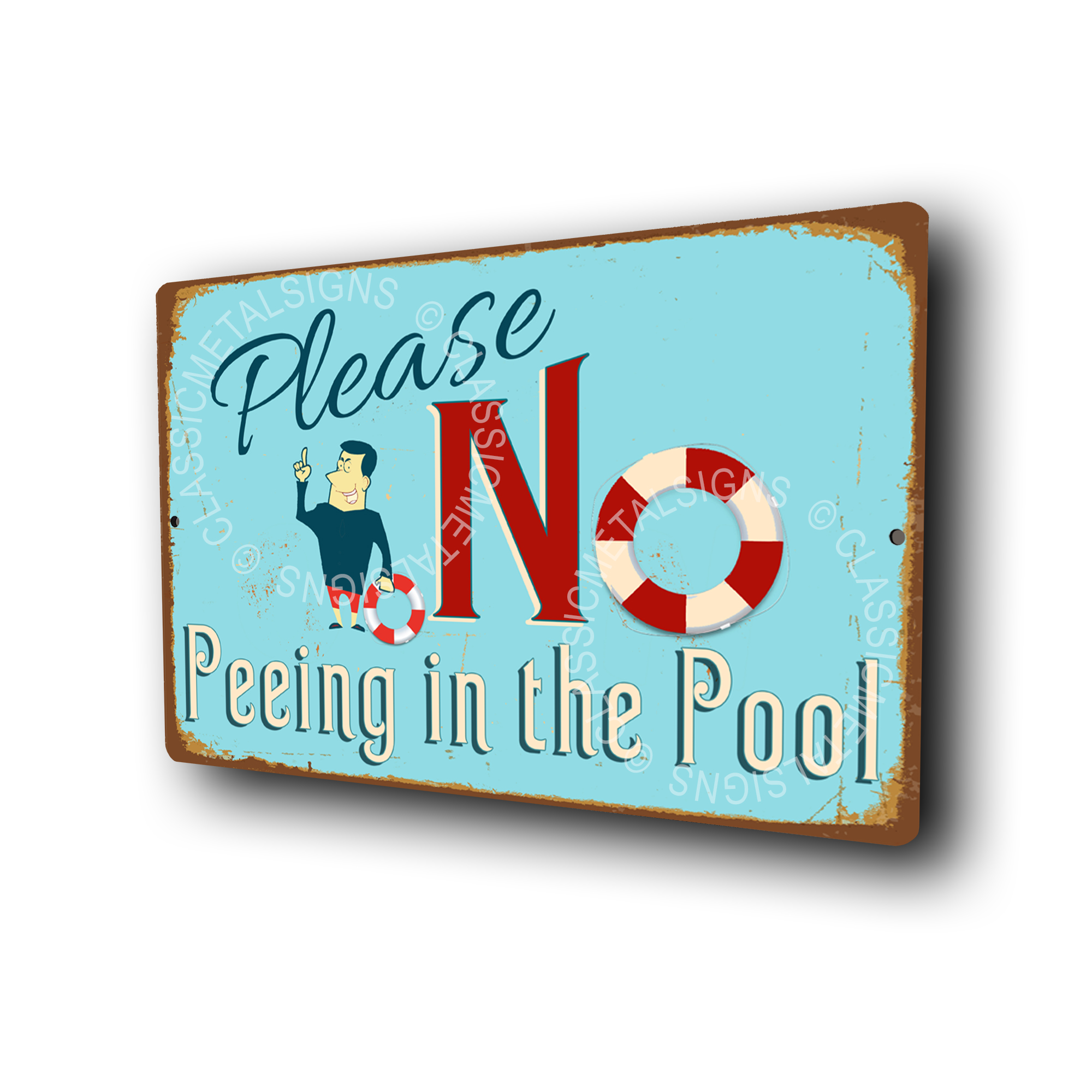 No Peeing in the Pool Signs