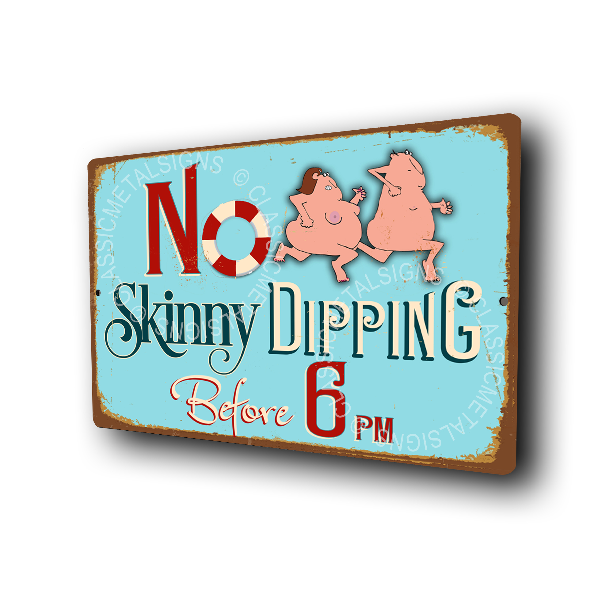No Skinny Dipping Pool Signs