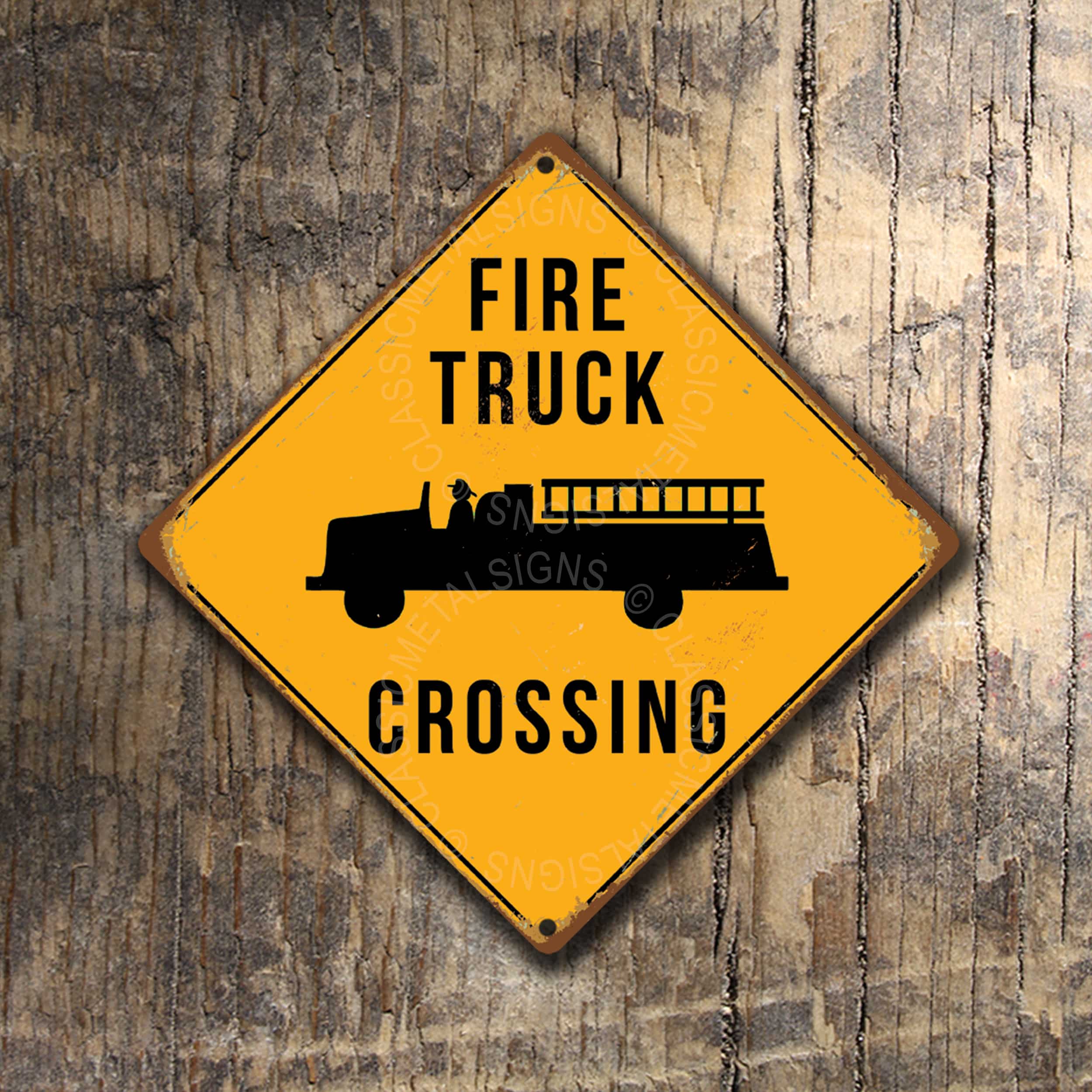 Fire Truck Crossing Sign